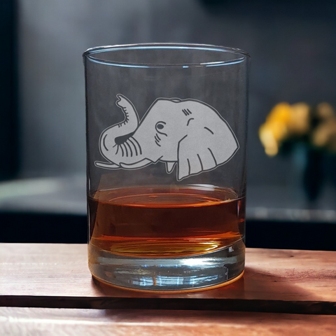 Elephant Head 13 oz Whisky Glass - Copyright Hues in Glass