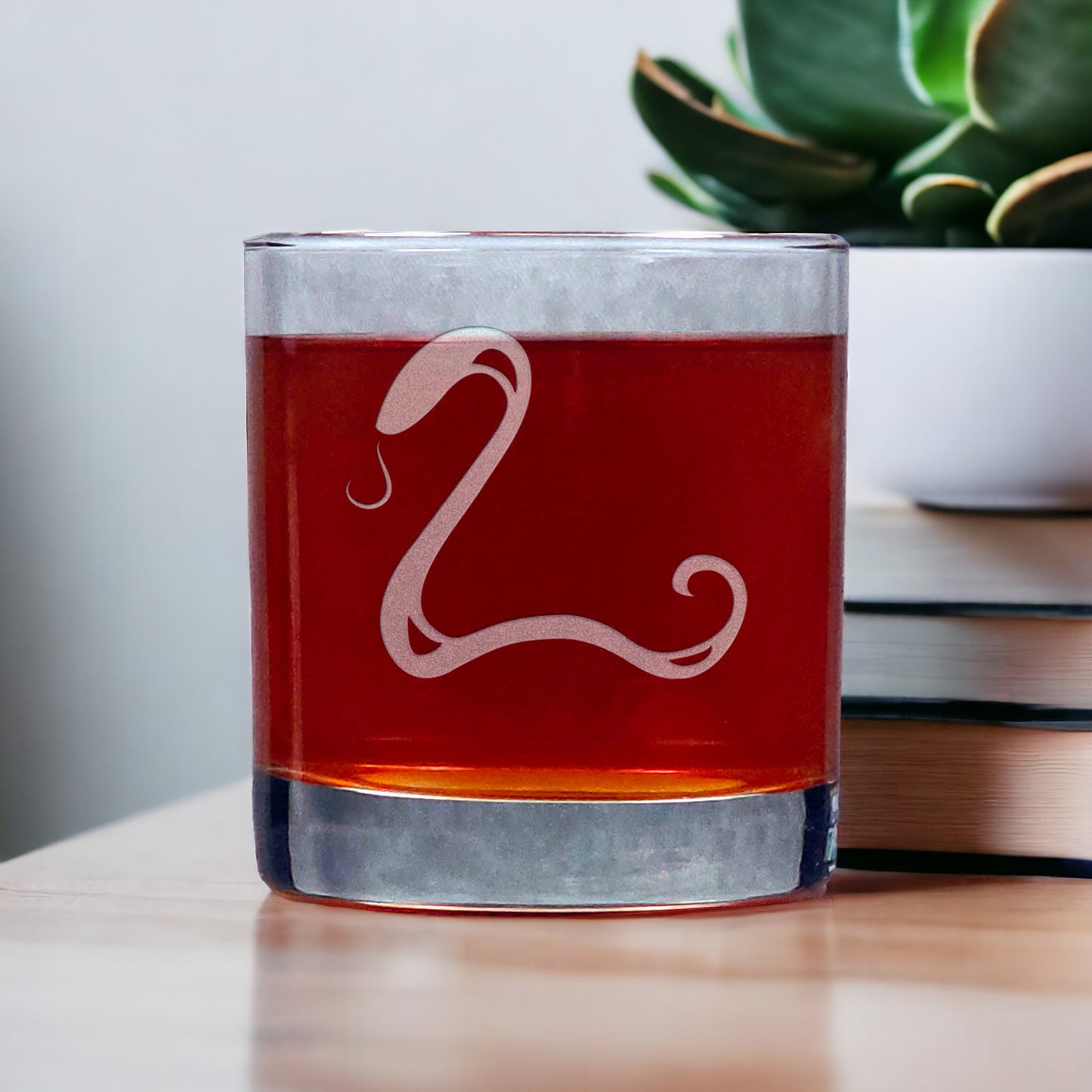 Snake 11oz Whisky Glass - Design 2 - Copyright Hues in Glass