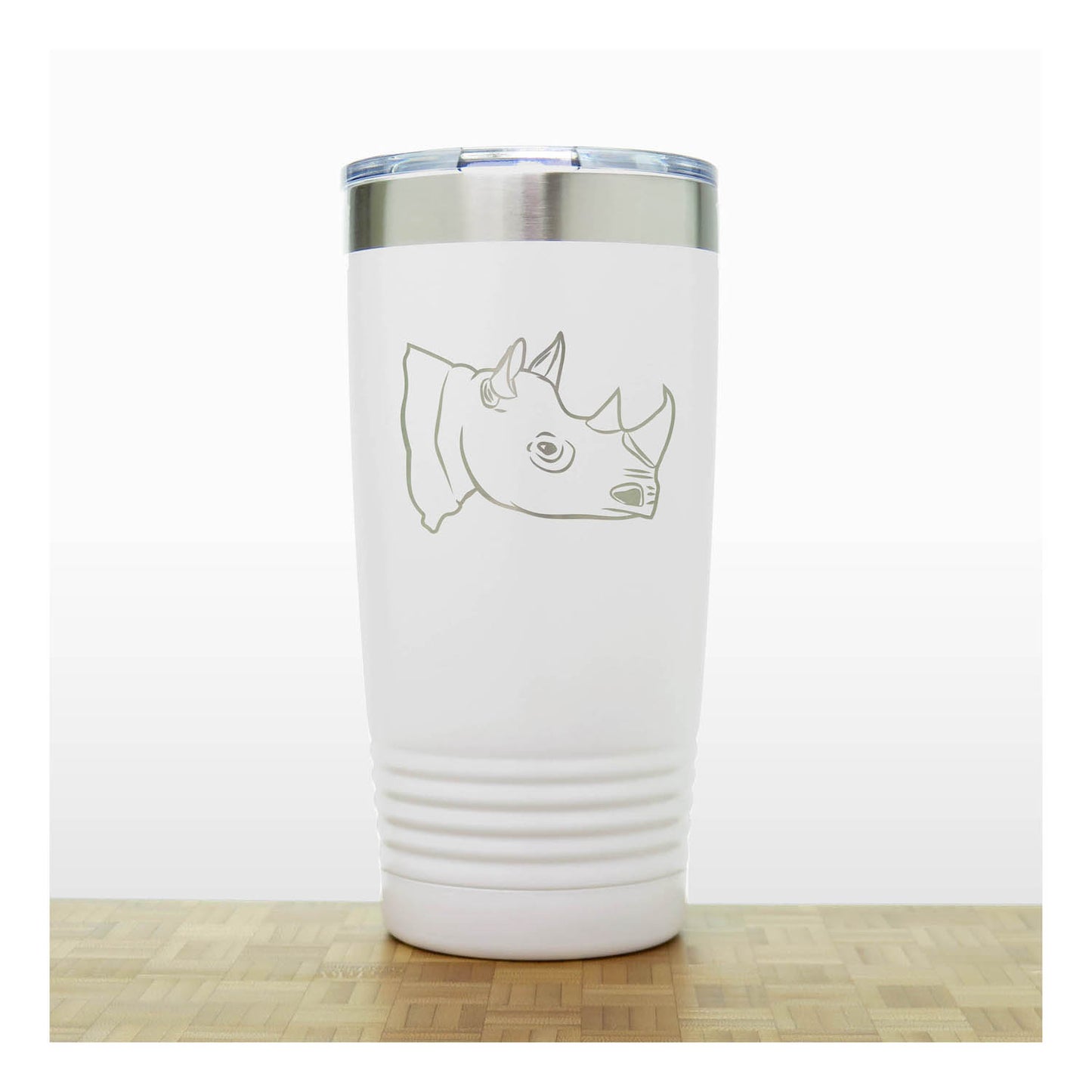 Rhinoceros Head Engraved 20oz Tumbler – Stainless Steel Insulated Travel Mug
