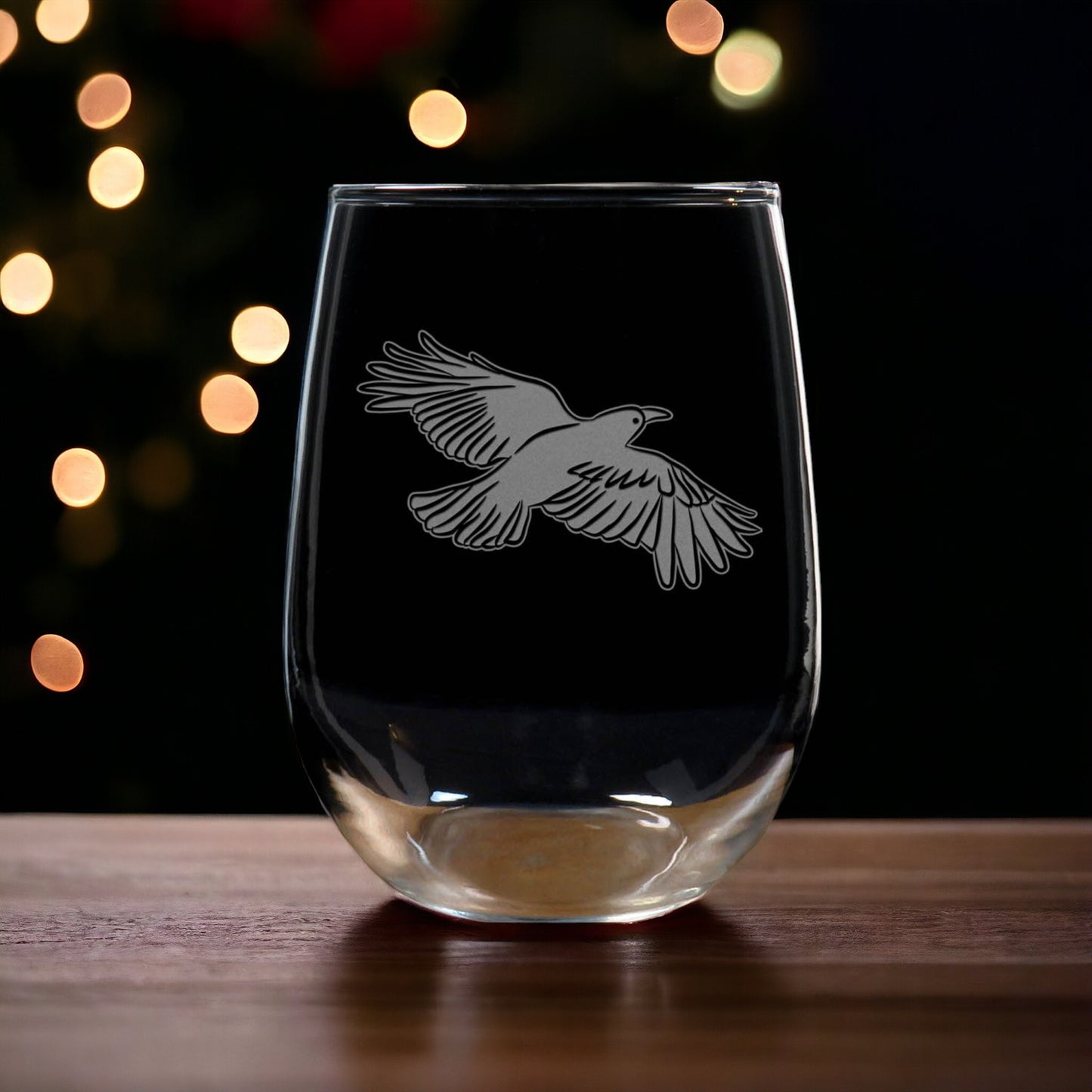 Crow 17oz Stemless Wine Glass - Design 4 - Personalized Gift