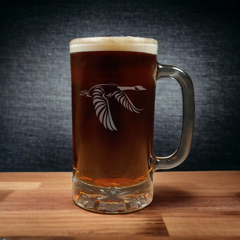 Flying Goose Design Beer Mug - Dark Beer - Copyright Hues in Glass