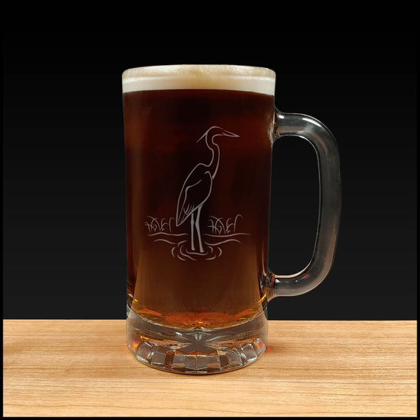 Heron Beer Mug - Dark Beer - Copyright Hues in Glass