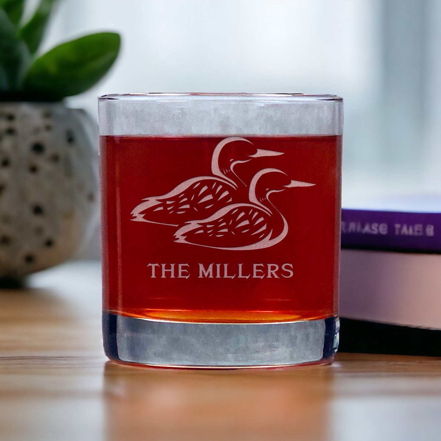 Personalized Loons Personalized 11oz Whisky Glass - Copyright Hues in Glass