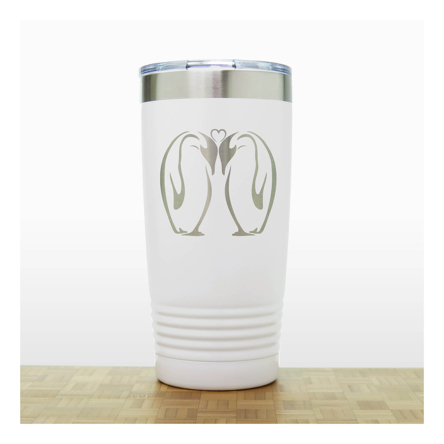White - Kissing Penguins 20 oz Insulated Tumbler - Copyright Hues in Glass