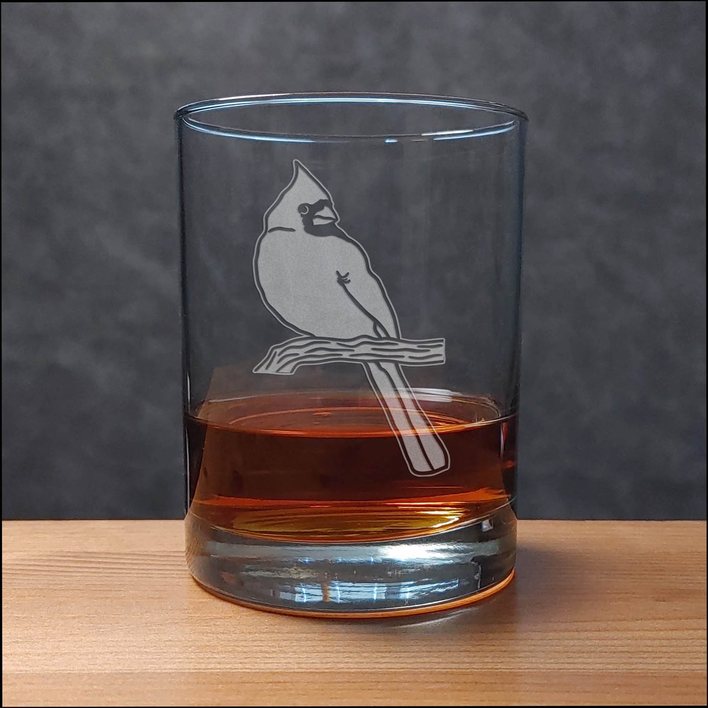 Personalized Cardinal 13oz Etched Whiskey Glass – Bird Lover Gift