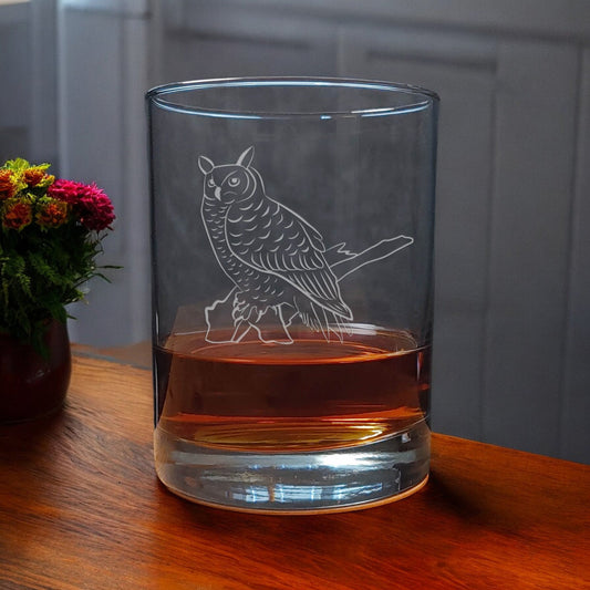 Owl 13oz Whiskey Glass - Copyright Hues in Glass
