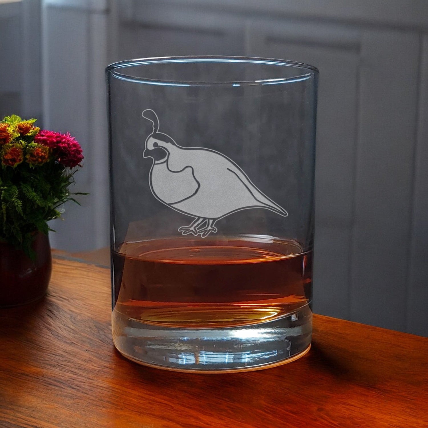 Quail  13oz Whisky Glass -  Copyright Hues in Glass
