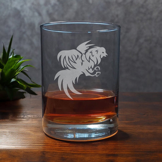 Rooster 13oz Whisky Glass - Design 3 -  Copyright Hues in Glass