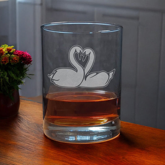 Pair of Swans  13oz Whisky Glass - Copyright Hues in Glass