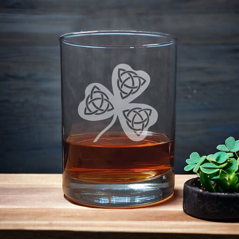 Celtic Shamrock 13 oz Whisky Glass - Copyright Hues in Glass