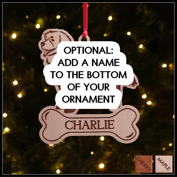 Golden Retriever Holiday Ornament with optional personalization - Dog Christmas Ornaments
