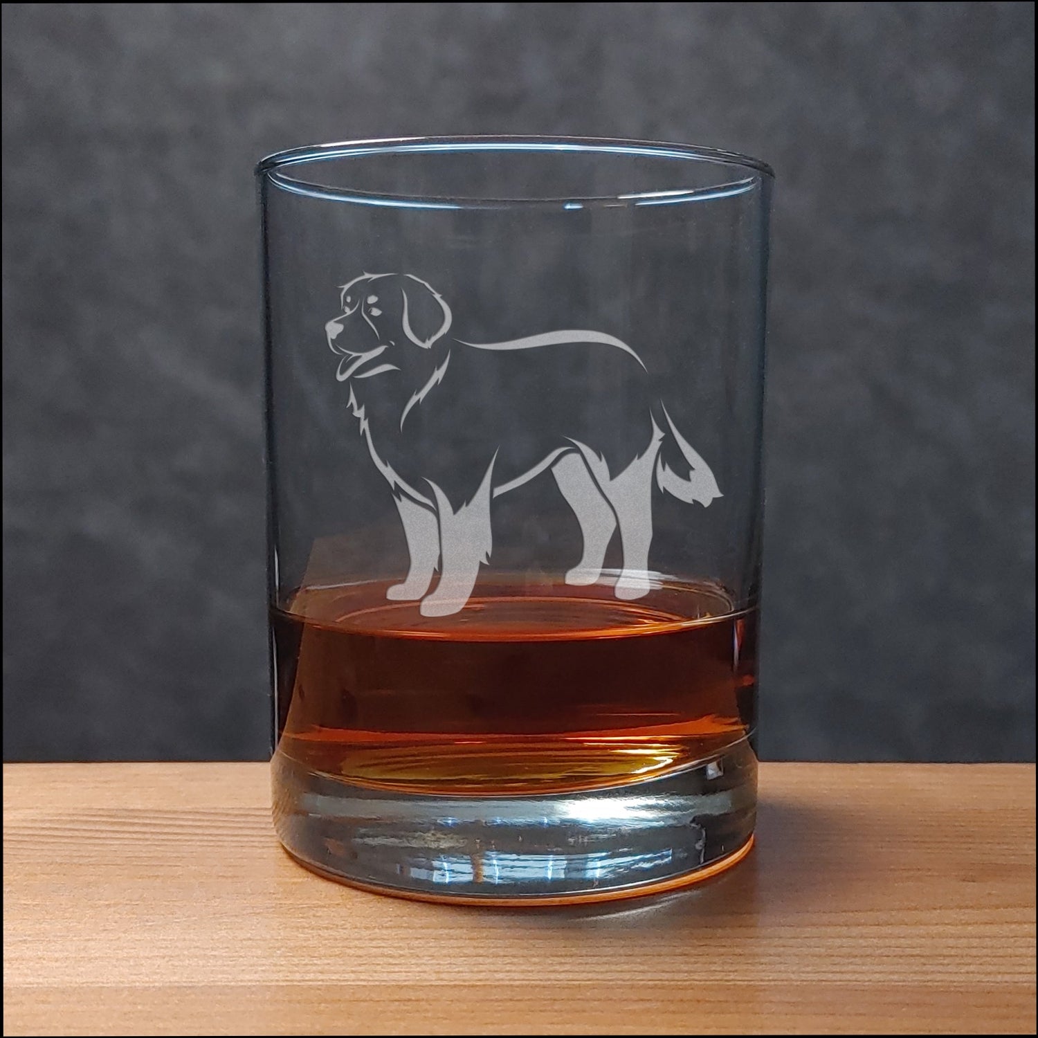 Bernese Mountain Dog  13 oz Whisky Glass - Copyright Hues in Glass
