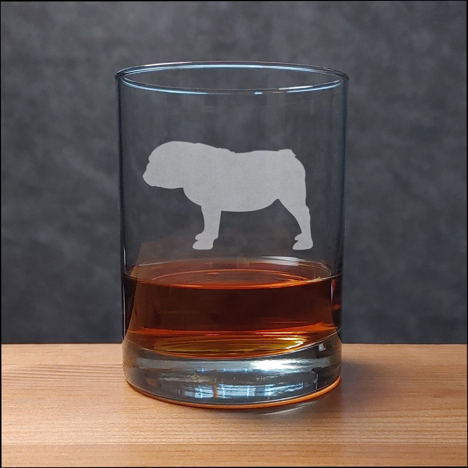Bulldog Sihouette  13 oz Whisky Glass - Copyright Hues in Glass