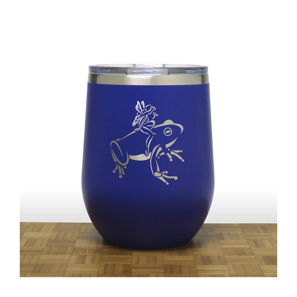 Blue - Fairy riding on a Frog - 20 oz Insulated Tumbler - Copyright Hues in Glass