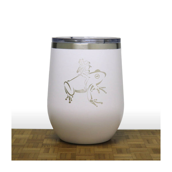 White - Fairy riding on a Frog - 20 oz Insulated Tumbler - Copyright Hues in Glass