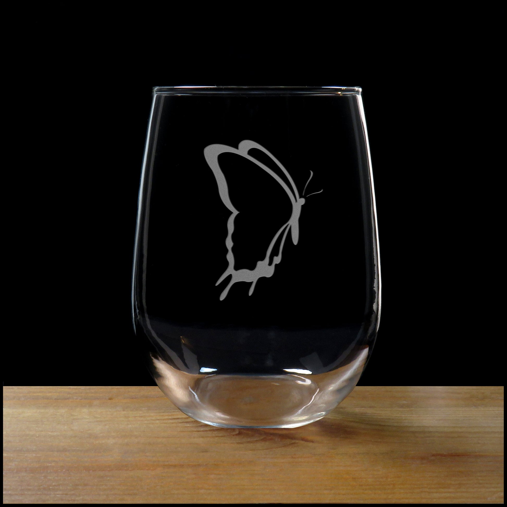 Butterfly 17oz Stemless Wine Glass - copywrite Hues in Glass