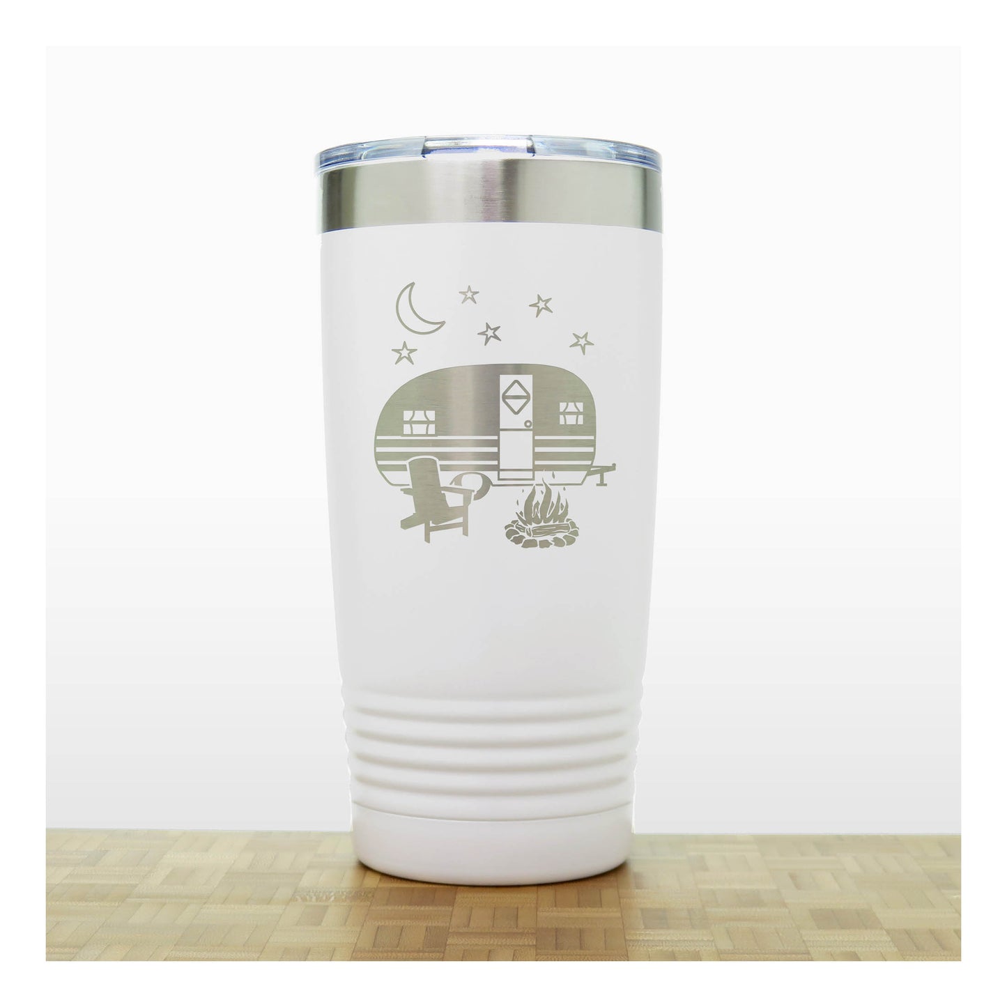 White - Camper 20 oz Insulated Tumbler - Copyright Hues in Glass