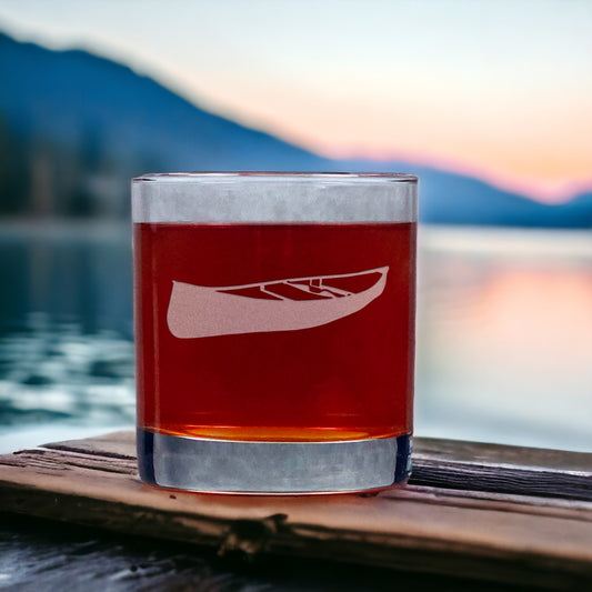 Canoe Engraved 11oz Whiskey Glass - Design 2