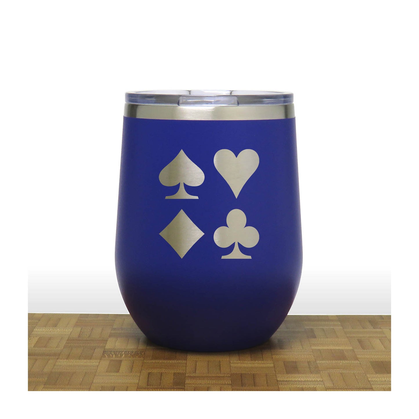 Blue - Card Suits 12 oz Insulated Wine Tumbler