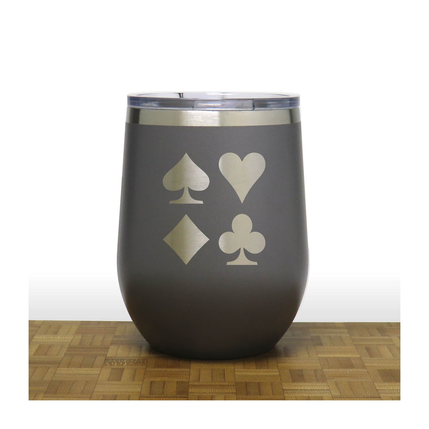 Gray -  Card Suits 12 oz Insulated Wine Tumbler