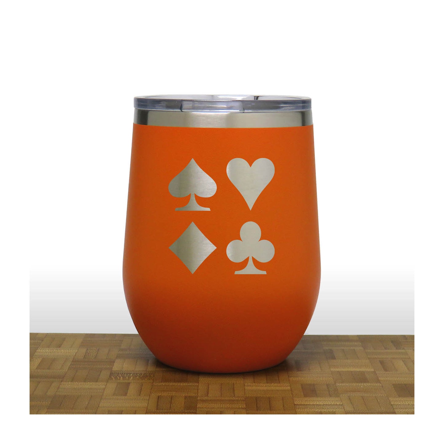 Orange - Card Suits 12 oz Insulated Wine Tumbler