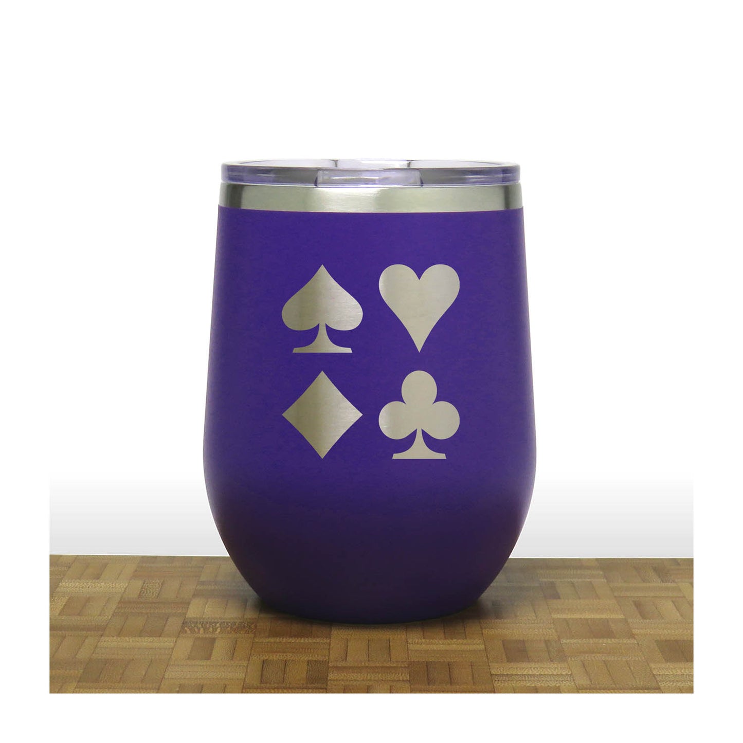 Purple - Card Suits 12 oz Insulated Wine Tumbler