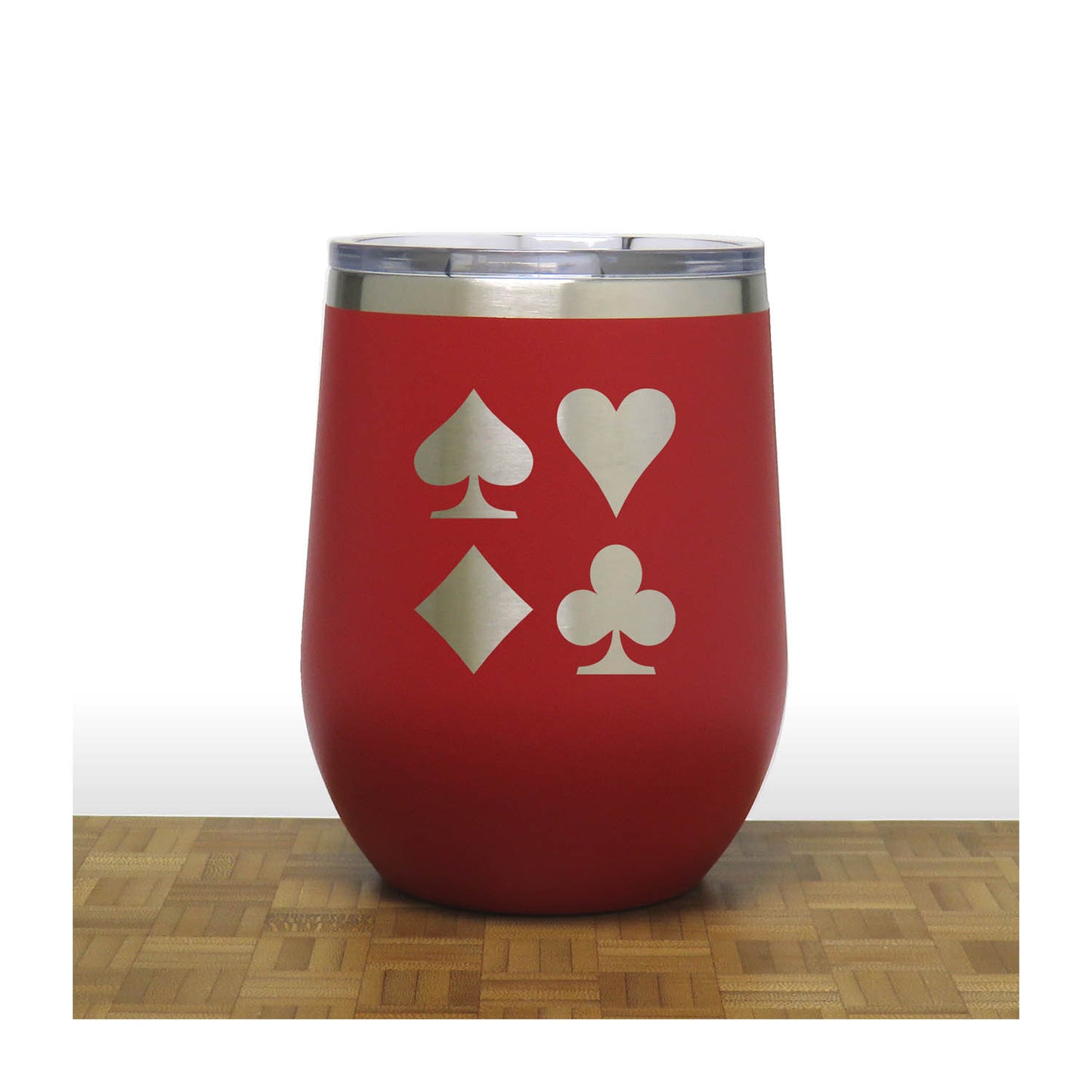 Red - Card Suits 12 oz Insulated Wine Tumbler