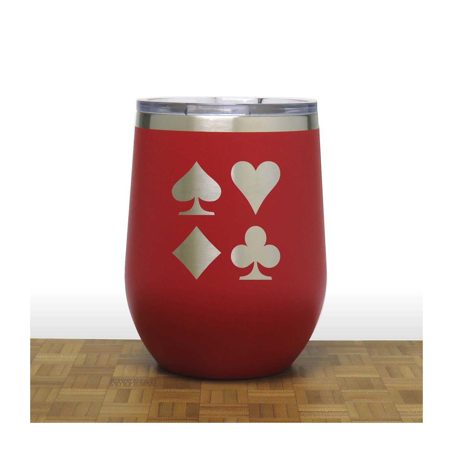 Red -  Card Suits 12 oz Insulated Wine Tumbler