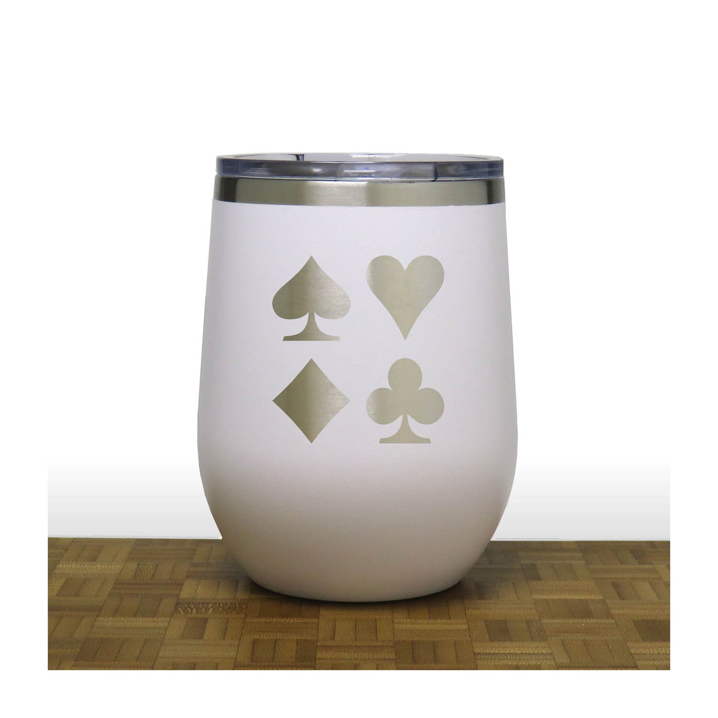 White - Card Suits 12 oz Insulated Wine Tumbler