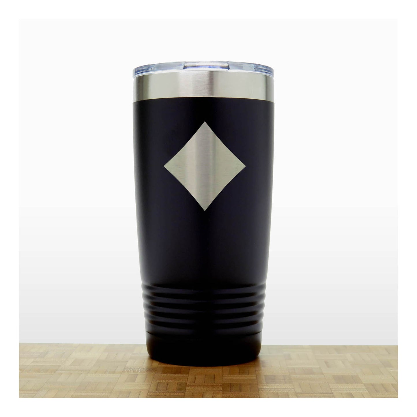 Black - Engraved Diamond Card Suits 20 oz Insulated Tumbler - Copyright Hues in Glass