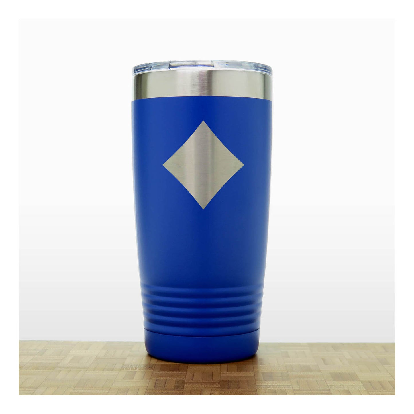 Blue - Engraved Diamond Card Suits 20 oz Insulated Tumbler - Copyright Hues in Glass