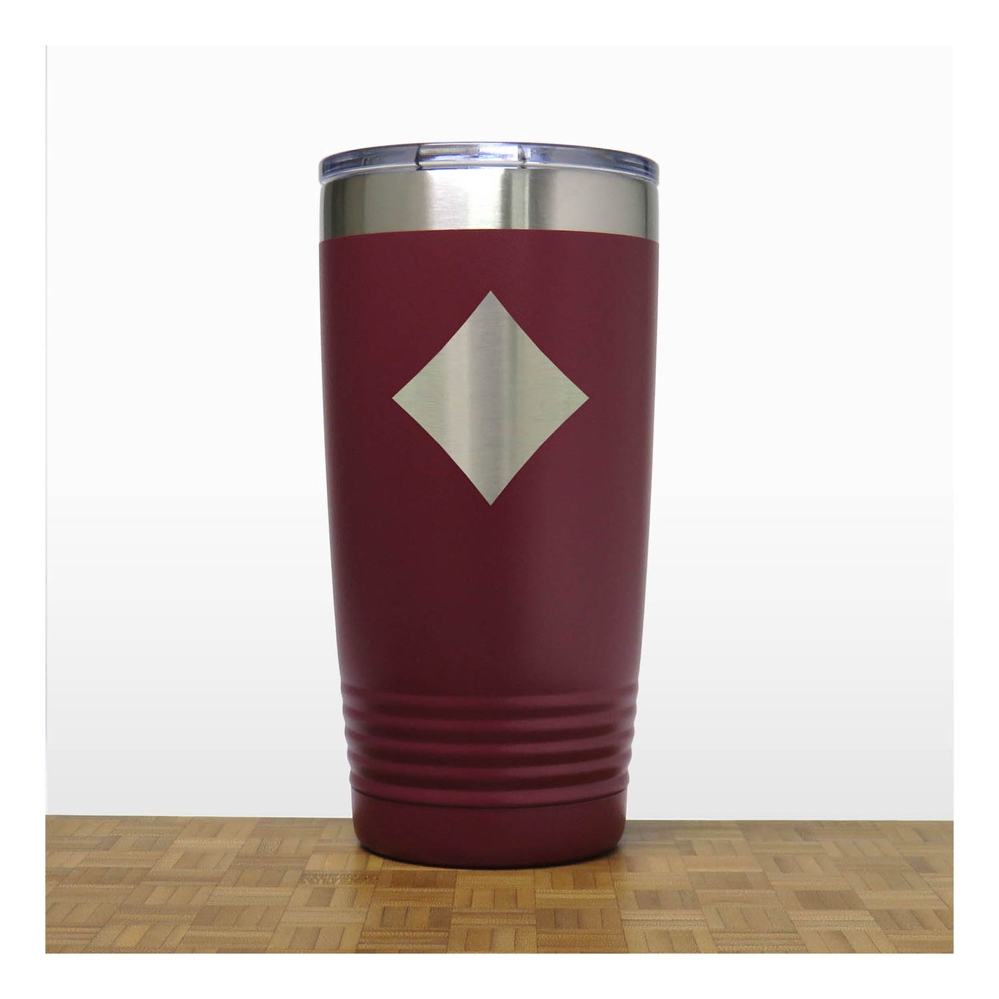 Maroon - Engraved Diamond Card Suits 20 oz Insulated Tumbler - Copyright Hues in Glass