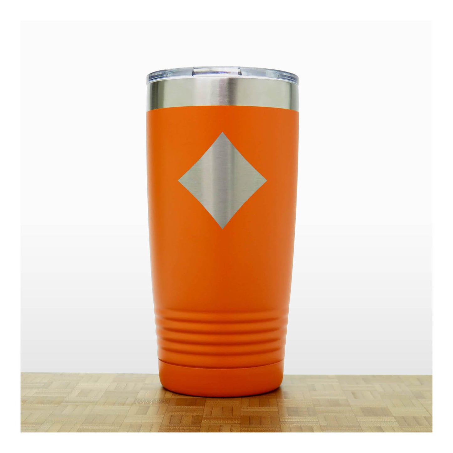 Orange - Engraved Diamond Card Suits 20 oz Insulated Tumbler - Copyright Hues in Glass