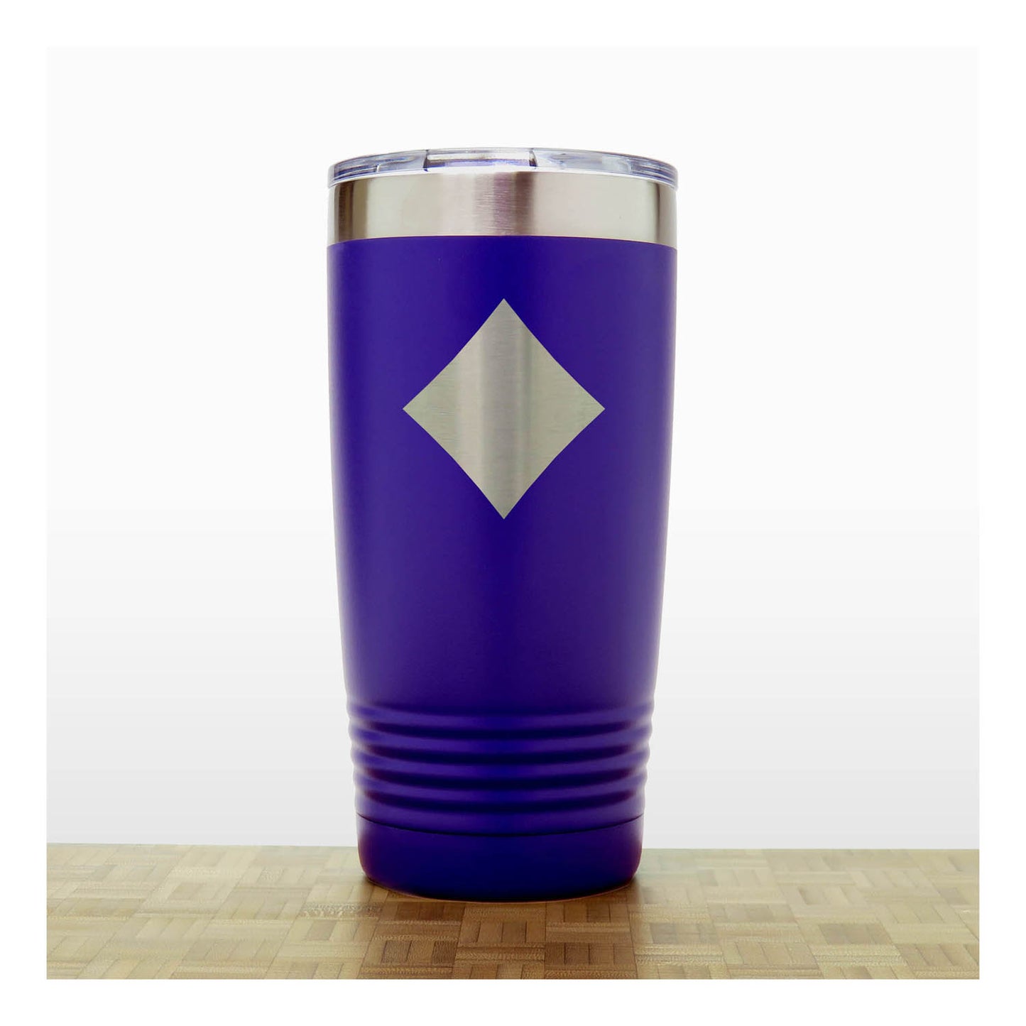 Purple - Engraved Diamond Card Suits 20 oz Insulated Tumbler - Copyright Hues in Glass