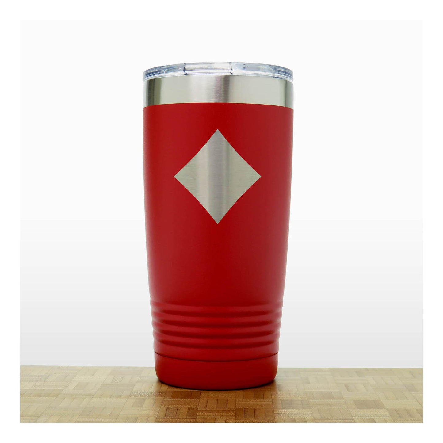 Red - Engraved Diamond Card Suits 20 oz Insulated Tumbler - Copyright Hues in Glass