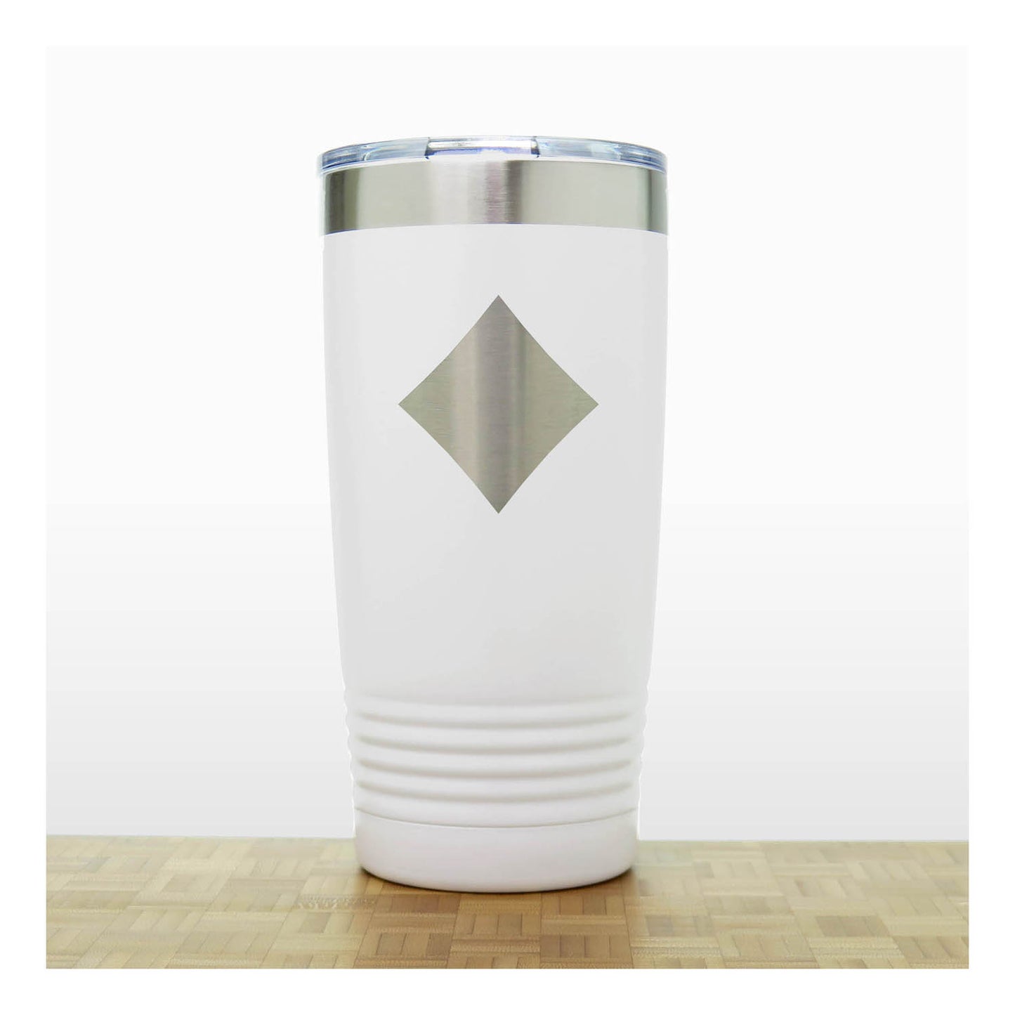 White - Engraved Diamond Card Suits 20 oz Insulated Tumbler - Copyright Hues in Glass