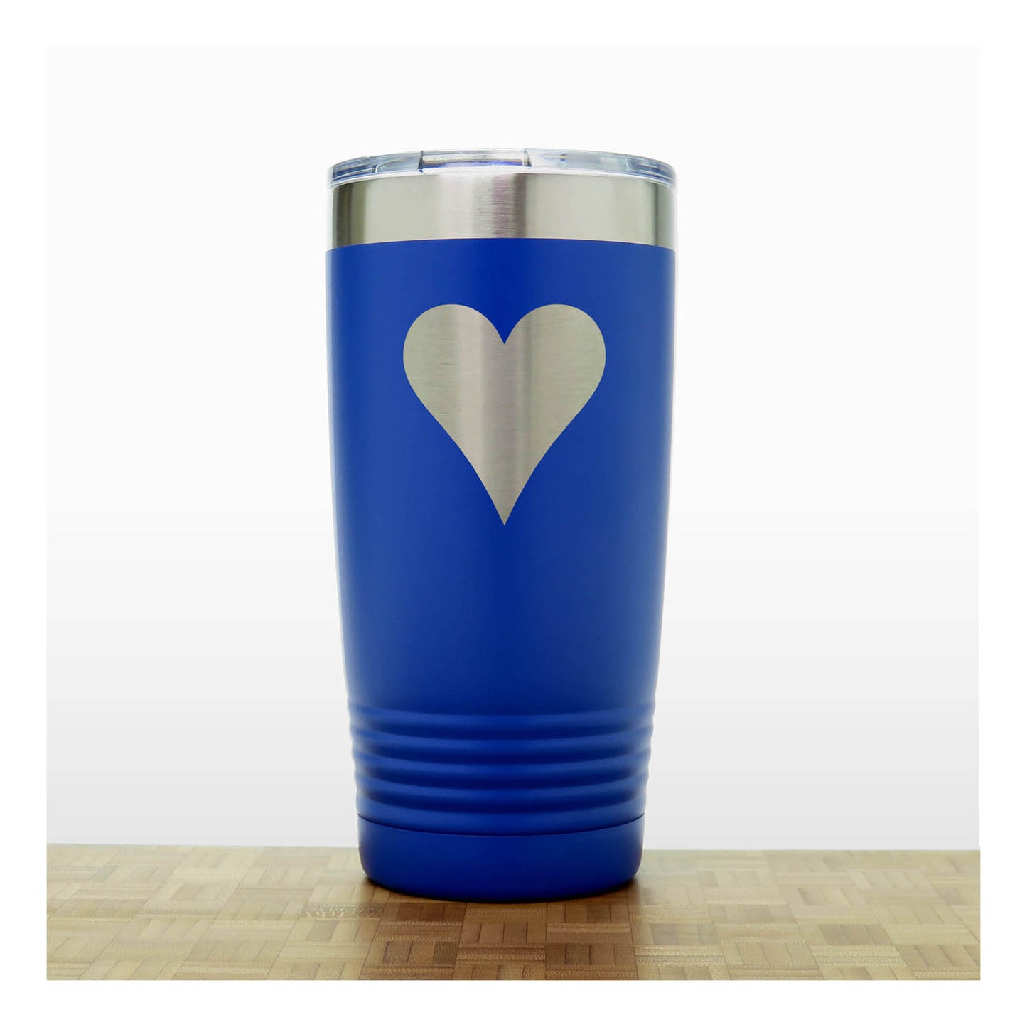 Blue - Engraved Hearts Card Suits 20 oz Insulated Tumbler - Copyright Hues in Glass
