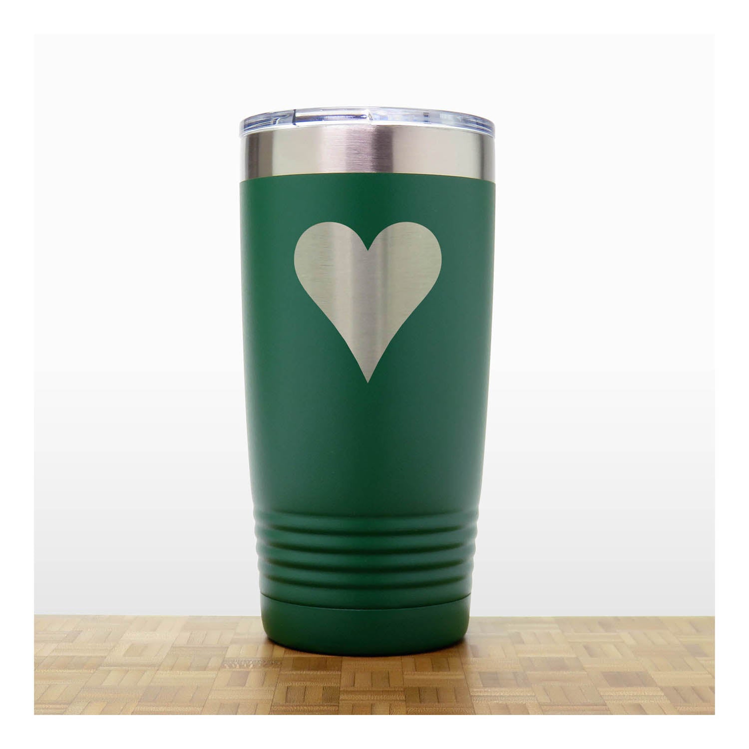 Green - Engraved Hearts Card Suits 20 oz Insulated Tumbler - Copyright Hues in Glass