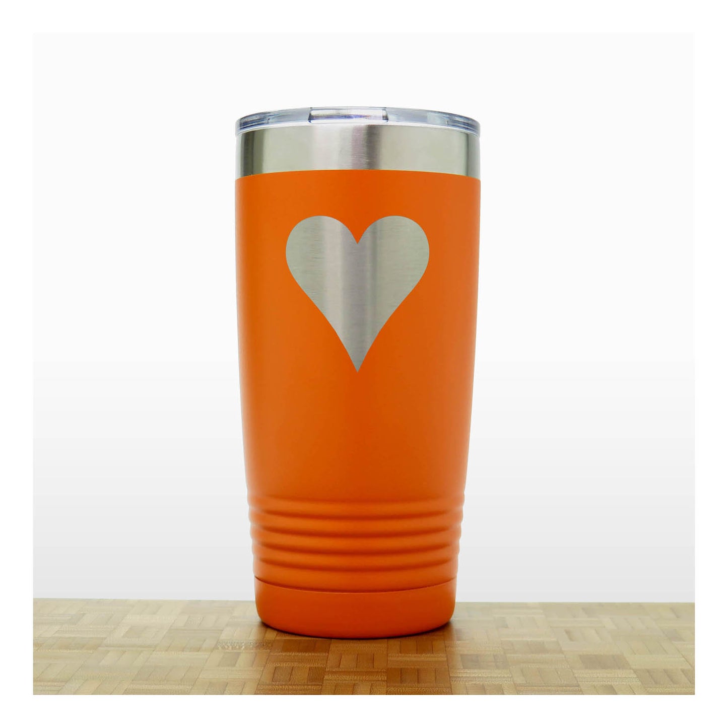 Orange - Engraved Hearts Card Suits 20 oz Insulated Tumbler - Copyright Hues in Glass