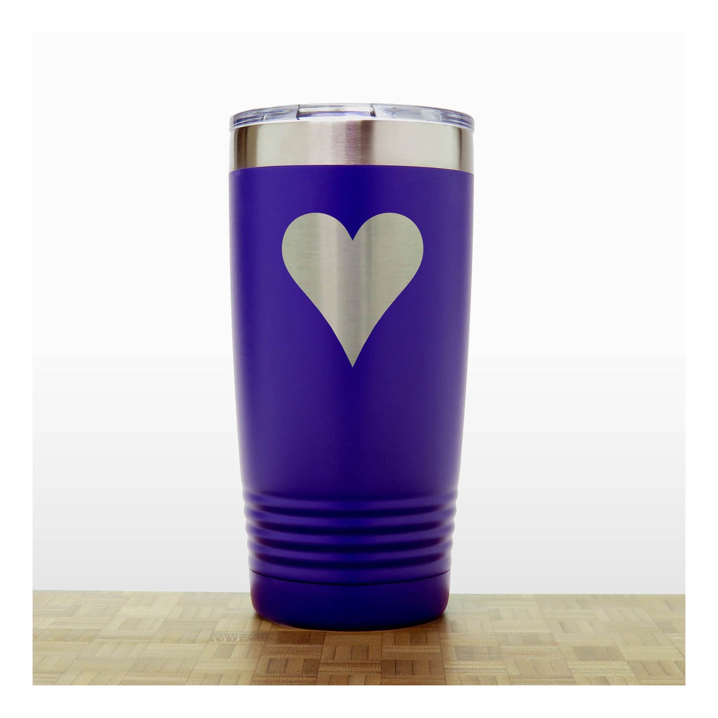 Purple - Engraved Hearts Card Suits 20 oz Insulated Tumbler - Copyright Hues in Glass