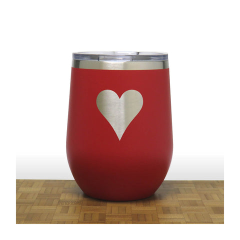 Red - Hearts 12 oz Insulated Wine Tumbler - Copyright Hues in Glass