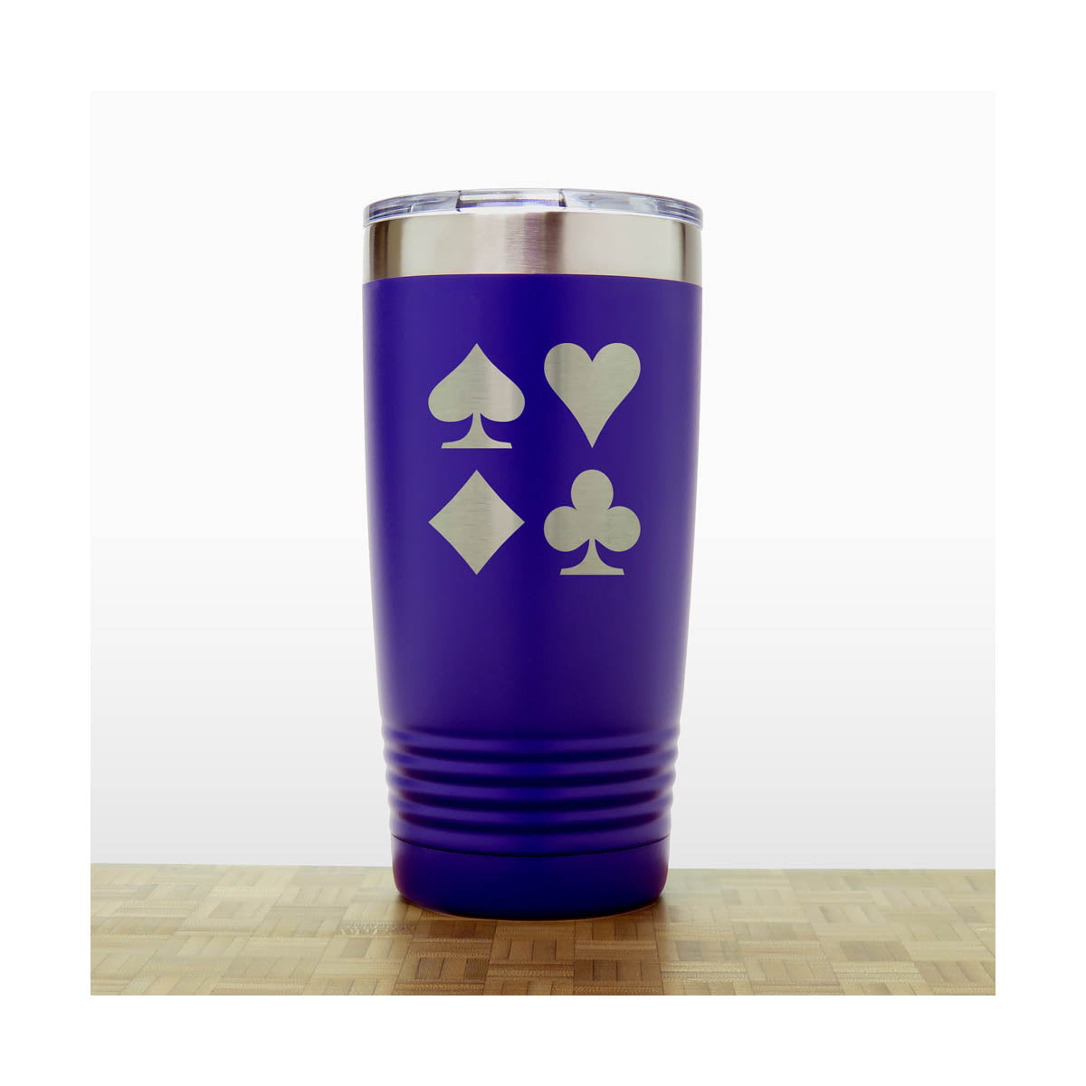 Purple - Engraved Card Suits 20 oz Insulated Tumbler - Copyright Hues in Glass