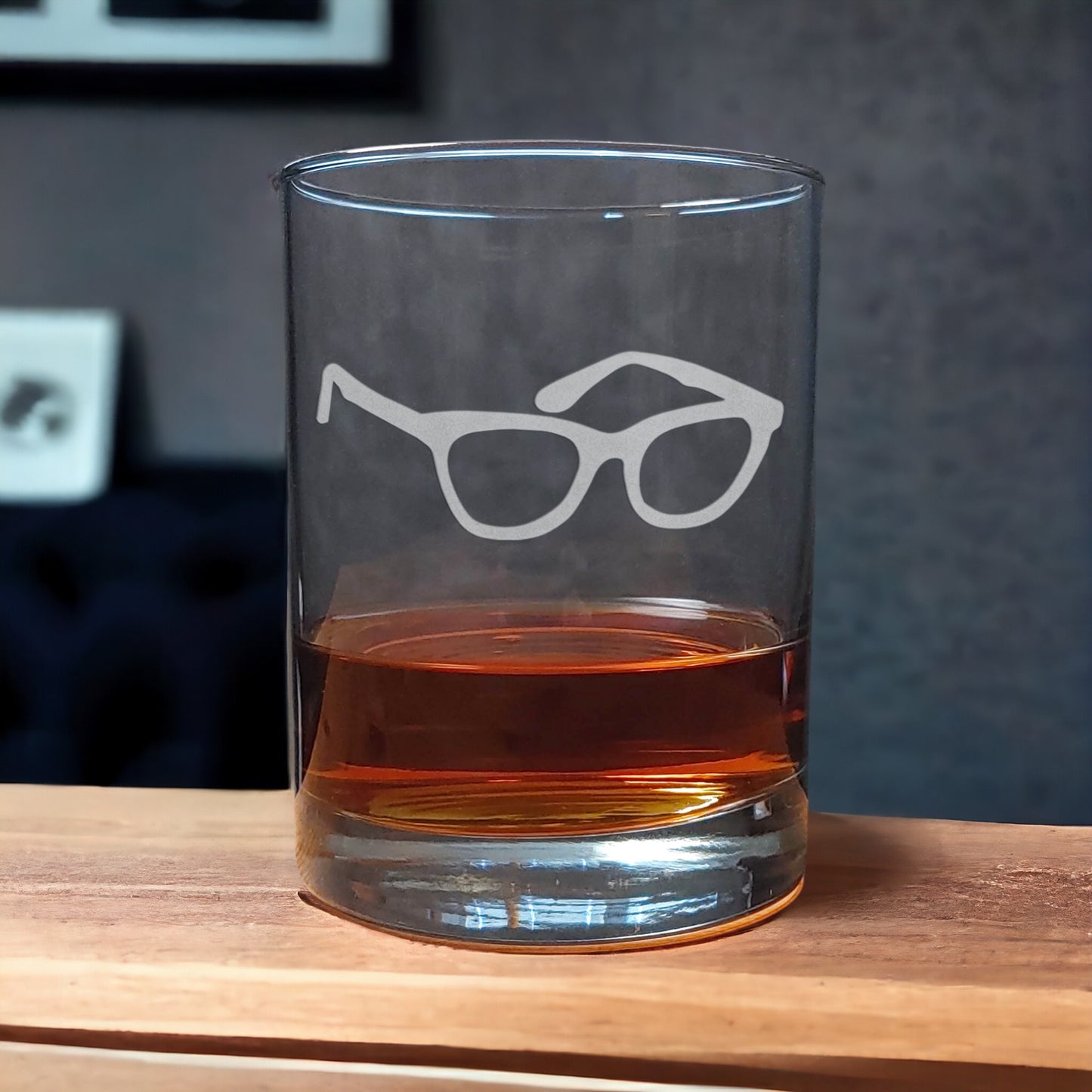 Eye Glasses Whiskey Glass with a etched image of a Stethoscope - Copyright Hues in Glass