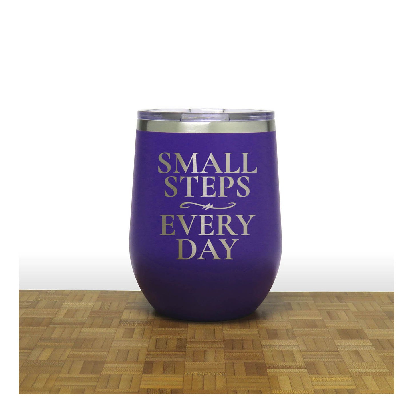 12oz Insulated Motivational Wine Tumbler – Small Steps Every Day- Stainless Steel Encouragement Cup | Daily Inspiration Gift