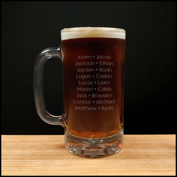 Hockey Coach 16oz Engraved Beer Mug with optional Roster on the Back - End of Season Gift