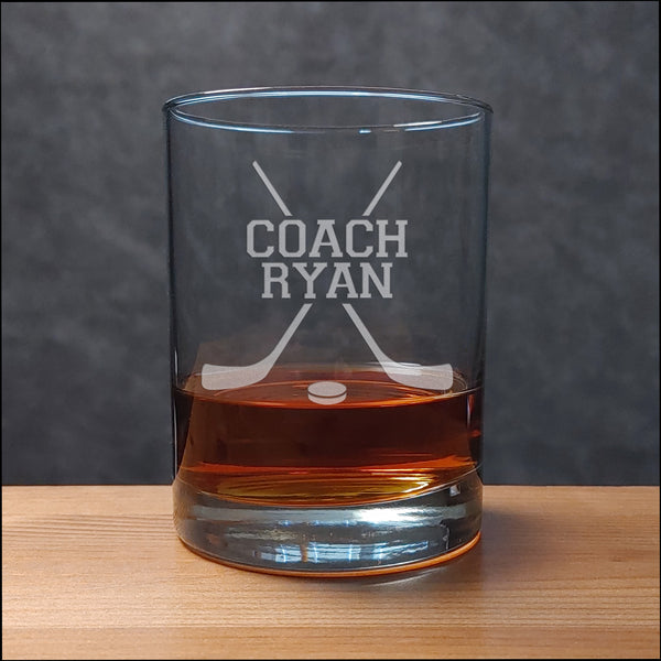 Hockey Coach Personalized Whisky Glass - Copyright Hues in Glass
