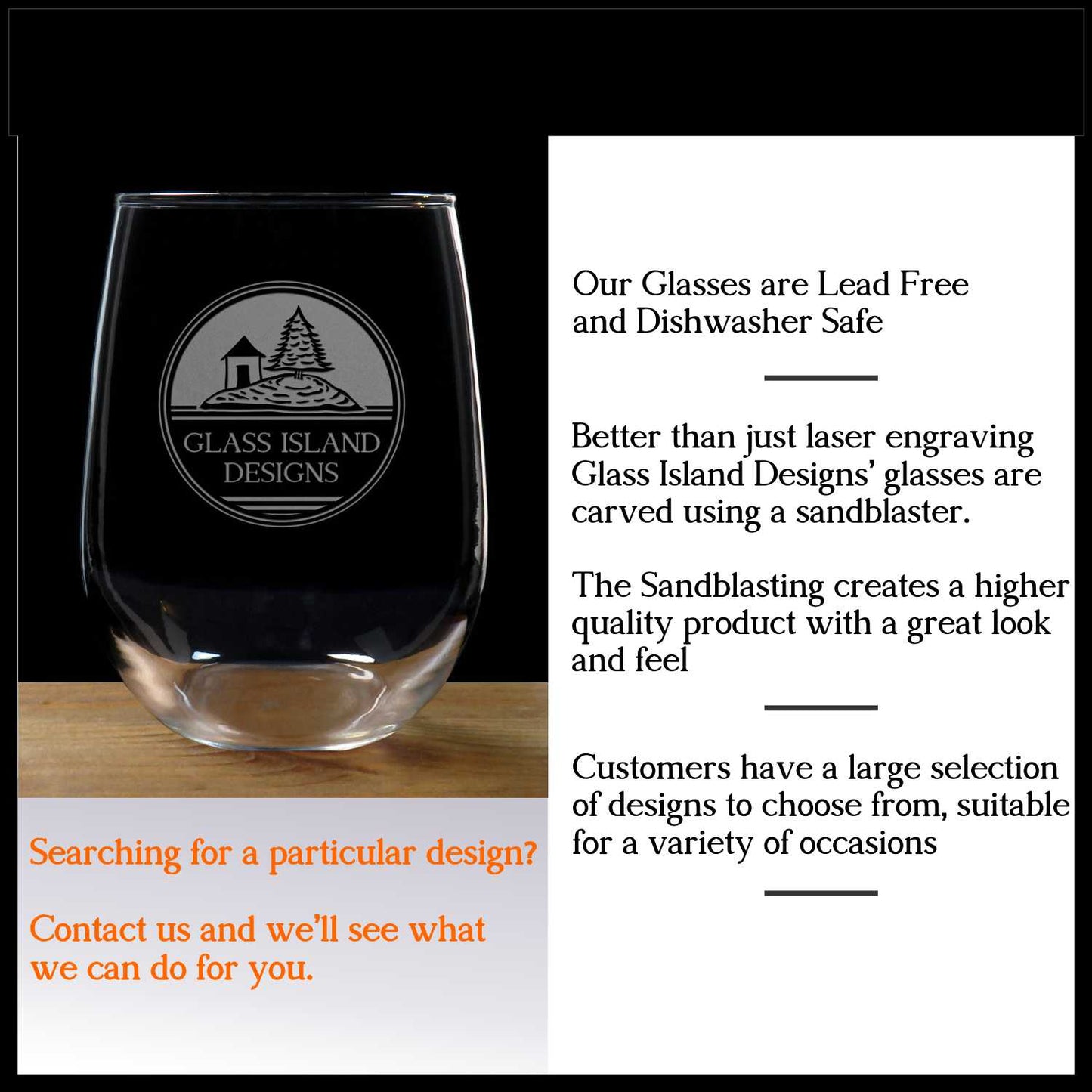 Stag and Doe 17oz Stemless Wine Glass - Gift for the Bride and Groom - Set of 2 - Sandblasted Personalized Glasses
