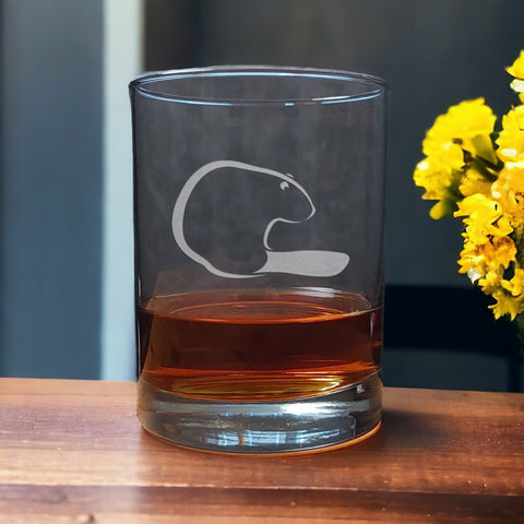 Beaver 13 oz Whisky Glass - Design 3 - Copyright Hues in Glass