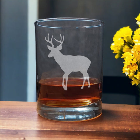 Deer 13 oz Whiskey Glass - Design 6 - Copyright Hues in Glass
