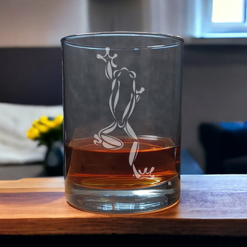 Climbing Frog 13 oz Whisky Glass - Copyright Hues in Glass